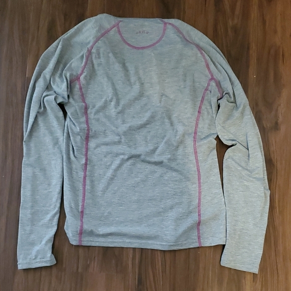Orvis Gray Quarter-Zip Pullover with Pink Trim - Picture 4 of 5